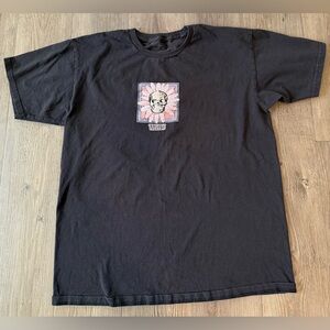 Vans Black Graphic Tee with Skull/Flower Design, Men’s Large